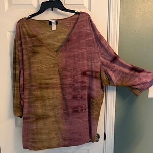 Studio 1940 Olive & Mauve V-Neck Dolman Tunic